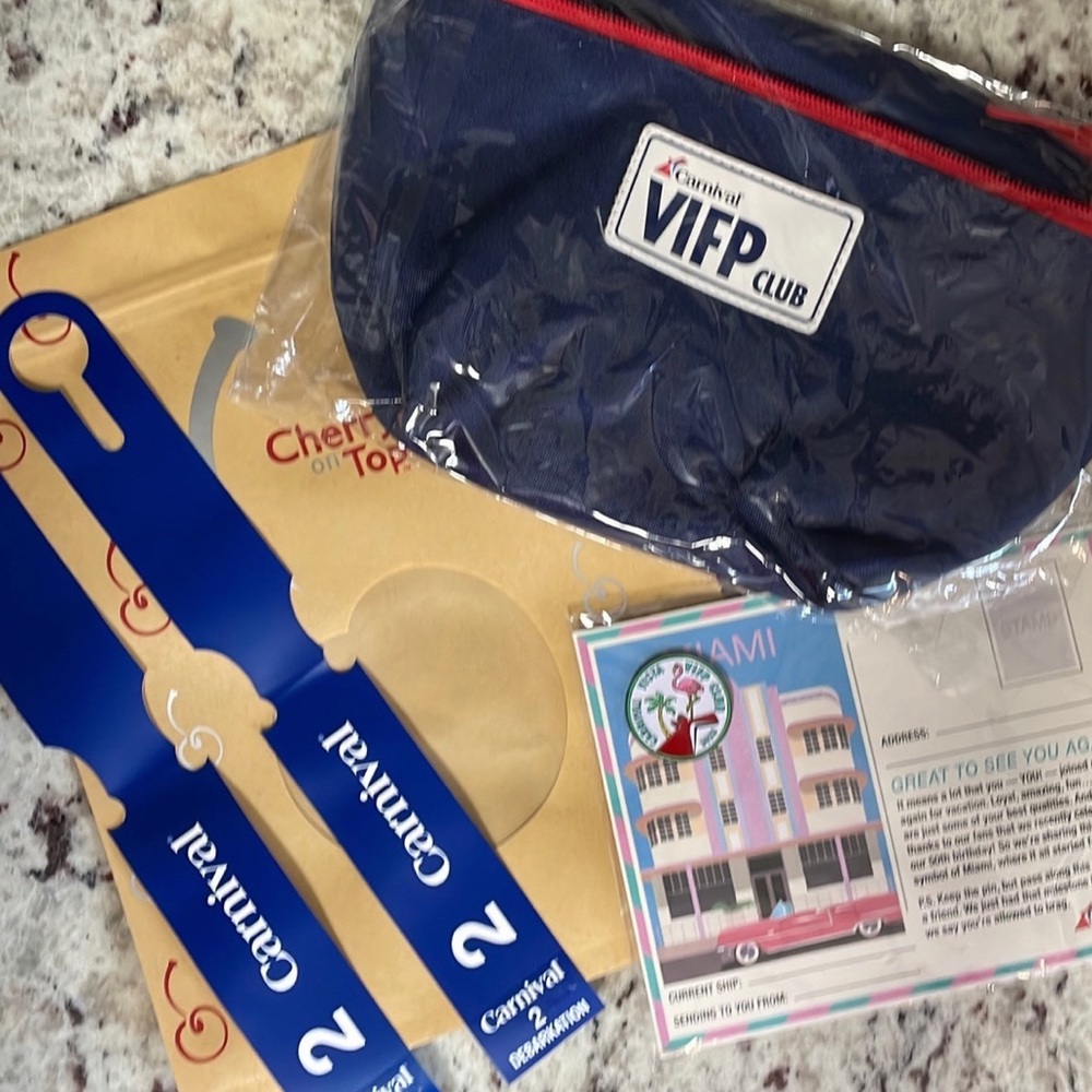 Carnival Cruise Line Package Fanny Pack, Vista Platinum Pin & Zone 2